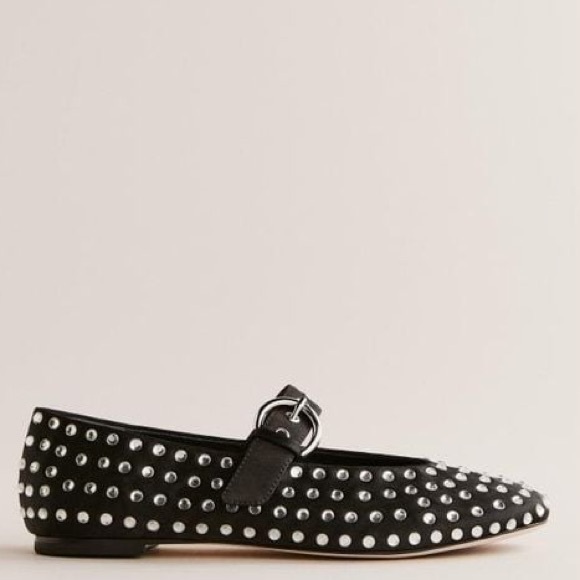 Reformation Bethany Ballet Flat in Black With Rhinestones - Picture 2 of 5